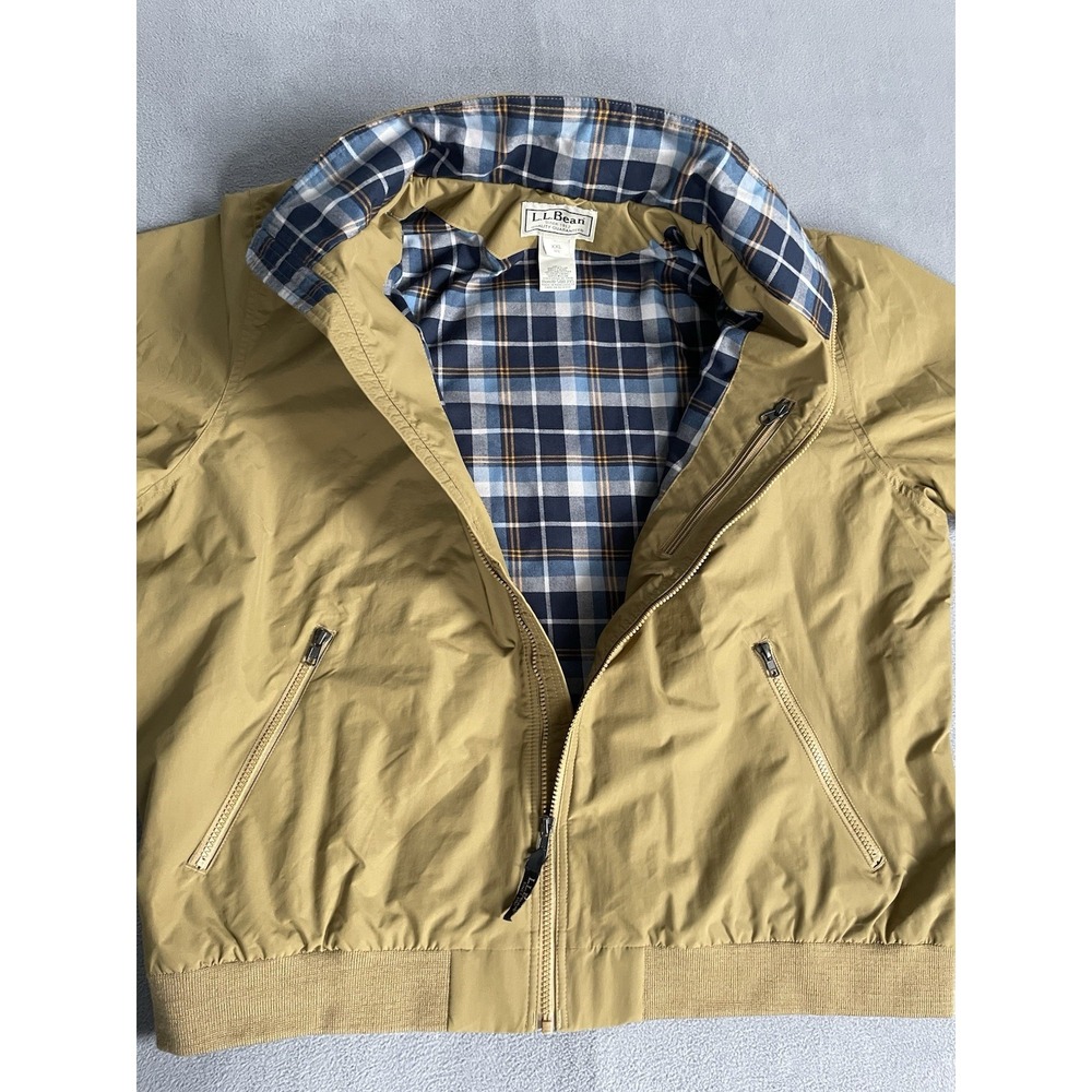 LL Bean  Flannel Lined Warm Up Bomber Jacket Mens Khaki Brown 2xl